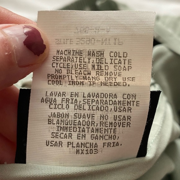 Vintage Elastic Waist Sage Green Polka Dot Skirt Size Petite Large - Picture 5 of 6